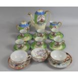 A Souvenir Japanese Coffee Set together with a Kutani Cabinet Cup and Saucer Etc (Condition Issues)
