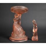 Two Pieces of Pink Art Deco Moulded Glass to comprise Figural Stand and Figure