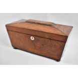 A Mid 19th century Rosewood Sarcophagus Shaped Tea Caddy with Hinged Lid to Two Inner Tea