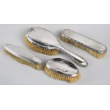 Four Silver Mounted Dressing Table Brush, Various Hallmarks