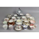 A Collection of Various Teacups and Saucers to include Examples by Salisbury, Coalport Indian
