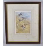 A Framed Limited Edition Print, Mallards, 58/150, by Peter Partington, 18x27cms