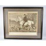 A Large Framed Engraving Depicting AG Freestone of the East Suffolk Hunt, 60x47cms