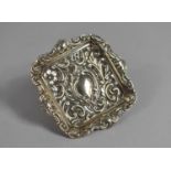 A Small Silver Dish with Scrolled Repousse Decoration, Birmingham Hallmark, 8cm Square, 24g