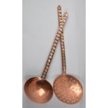 Two Hand Beaten Copper North African Items, Skimmer and Ladle, 40cms Long