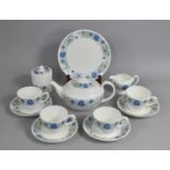 A Wedgwood Clementine Pattern Tea Service to Comprise Four Cups, Saucers, Tea Pot, Dish, Jug and a