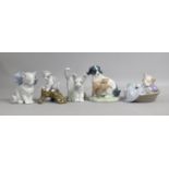 A Collection of Various Lladro and Nao Cat and Dog Ornaments