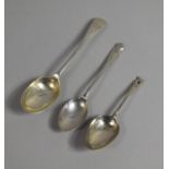 Three Various Silver Spoons to Include Teaspoon with Interesting Design Having Pierced Finial by