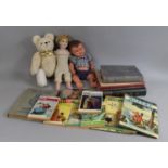 A Collection of Various Vintage Children's Books together with a Porcelain Head Doll Etc