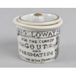 A Victorian Transfer Printed Lidded Medical Pot for Holloway's Ointment for the Cure of Gout and