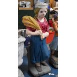 A Reprinted Reconstituted Stone Garden Figure, Maiden with Wheat, 75cms High