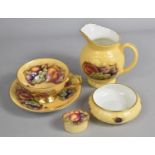 A Collection of Various Aynsley Orchard Gold to include Cup and Saucer, jug, Lidded Pot and a Bowl