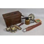 A Vintage Ammunition Box together with a Carbide Lamp, (AF) Smiths Stop Clock Etc