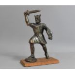 A Mid 20th century Metal Study of Saxon Warrior with Sword Raised, 15cms High