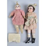A Collection of Two 19th Century Porcelain Head Miniature Dolls, Varying Condition Issues, 13cms