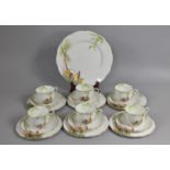 A Royal Albert Crocus Pattern Tea Set to comprise Six Saucers, Side Plates, Cups and a Cake Plate