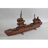 A Scratch Built Wooden Model of a Merchant Ship, 55cms Long