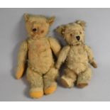 Two Vintage Plush Teddy Bears, Largest 37cm high, Condition Issues