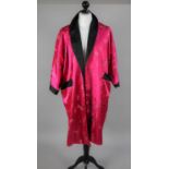 A Chinese Silk Effect Robe with Embroidered Dragon to Back, Size L