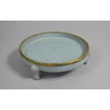 A Chinese Celadon Footed Brush Dish with Gilt Rim, 14cm diameter, Foot glued