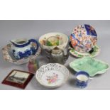 A Collection of Various Ceramics to Comprise Reproduction Blue and White Jug, Imari Decorated Plate,