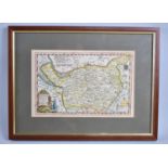 A Framed Map of Cheshire by Thomas Kitchin, 23x15cm