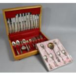 A Cased Canteen of Cooper Bros & Sons Stainless Steel Cutlery together with a Set of Silver Plated