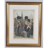 A Framed Illustrated London News Coloured Engraving by George Thomas, Troops for Crimean War -