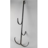 A Vintage Wrought Iron Hanging Horse Tack Cleaning Rack, 89cm high