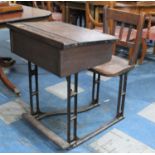 A Late 19th/Early 20th Century Iron Framed Wooden School Desk, 62cm wide