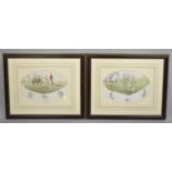 A Pair of Framed Nigel Hemming Hunting Prints, 39x29cm