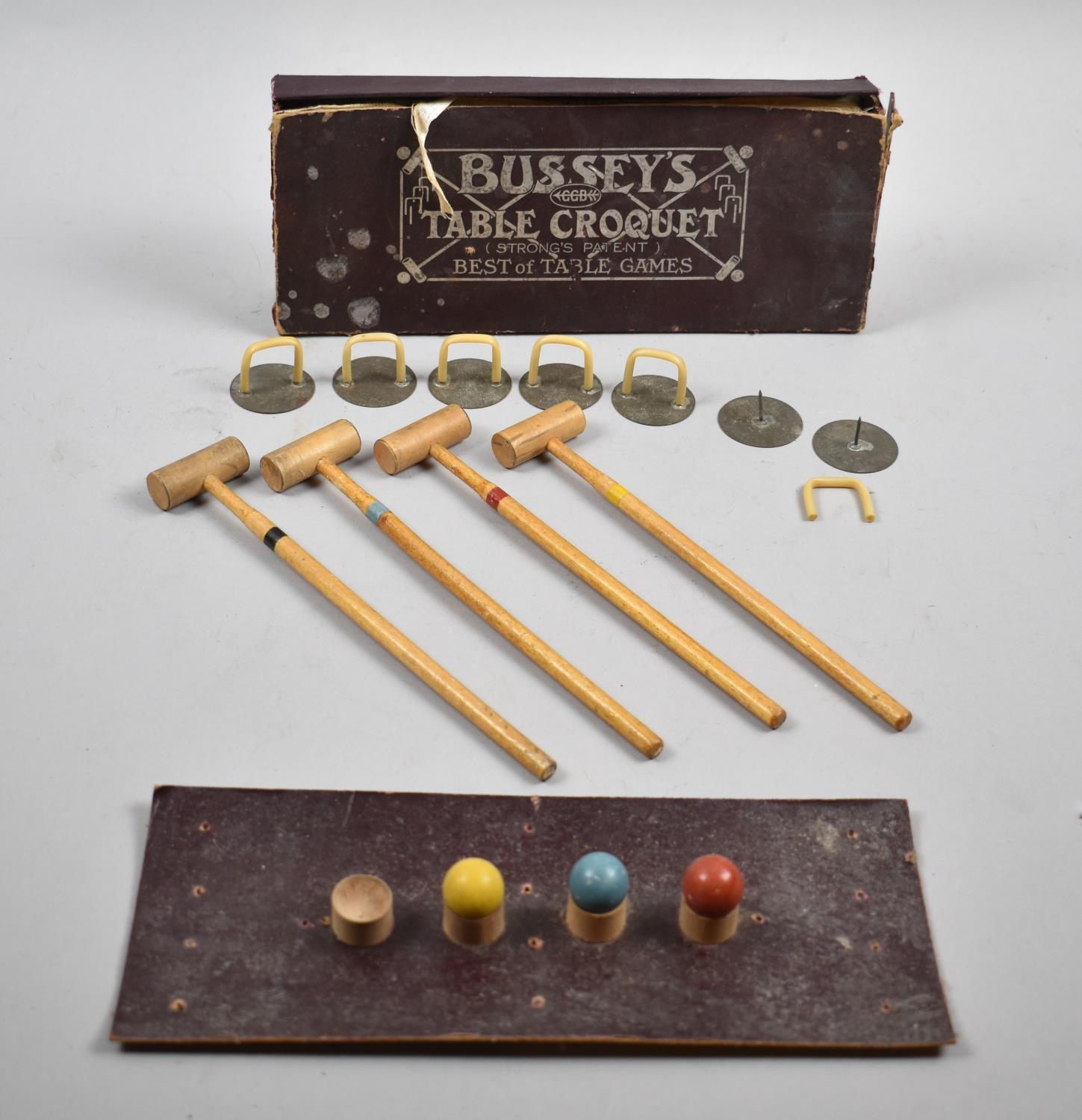 A Vintage Boxed Bussey's Table Croquet Game, Missing Black Ball (Box AF)