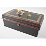 A Vintage Japanned Cashtin with Brass Carry Handle to Hinged Lid, Removable Inner Tray and