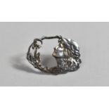A Silver Art Nouveau Hallmarked Silver Brooch, of Pierced Form Incorporating Organic Design and