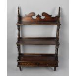 A Mid 20th Century Mahogany Wall Hanging Three Tier Shelf Unit with Two Base Drawers, 52cm Wide