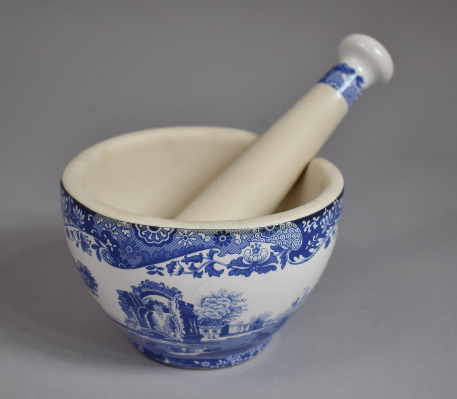 A Modern Spode Blue Italian Pestle and Mortar, 12.5cm Diameter