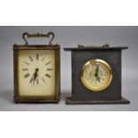 Two Mid 20th Century Carriage Clocks, the Brass Example with Smiths 8 Day Movement, the Slate