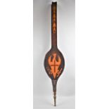 An Edwardian Inlaid Mahogany Pair of Long Handled Brass Mounted and Studded Bellows, Decorated