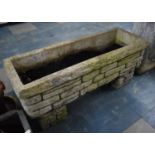 A Reconstituted Stone Rectangular Garden Planter on Stand with Stylised Brick Design, 75cm Wide