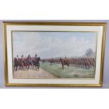 A Framed Coloured Simkin Print, "The Duke of Lancaster's Own Yeomanry Cavalry", 76x43cm