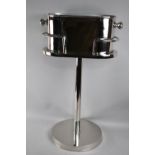 A Reproduction Silver Plated Two Handled Double Champagne Ice Bucket of Oval Form on Stand, 43cm
