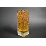 A Whitefriars Style Amber Glass Bark Vase, 21cm high