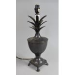 A Bronze Pineapple Table Lamp Case on Four Claw Feet, 40cm high