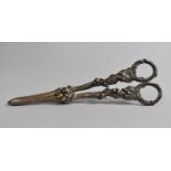 A Pair of Silver Grape Scissors by Jeremiah Garfield, London Hallmark, the Body of Vine and Leaf