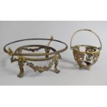 A Pressed and Pierced Gilt Metal Basket to Hold Glass Sugar Bowl Together with a Larger Example