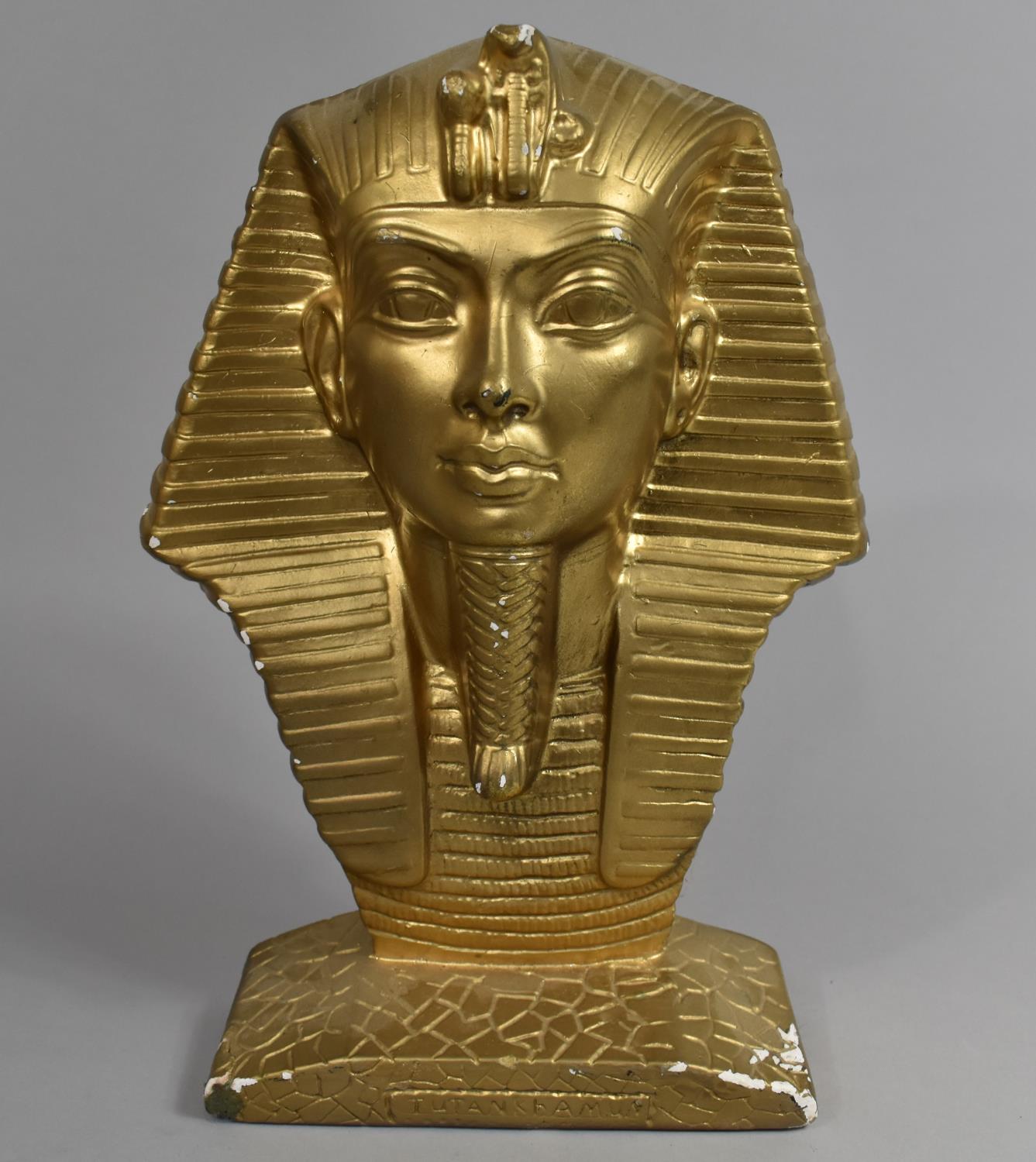 A Gilt Painted Plaster Study of the Mask of Tutankhamun, 32cm high