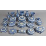 A Collection of Wedgwood Jasperware to Comprise Lidded Boxes, Vases etc