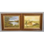 A Pair of Oak Framed Oils on Card, Buildwas and Egwood, Each 49x38cm