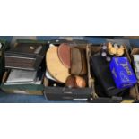 Three Boxes of Sundries to Comprise Radios, Treen Ornaments etc