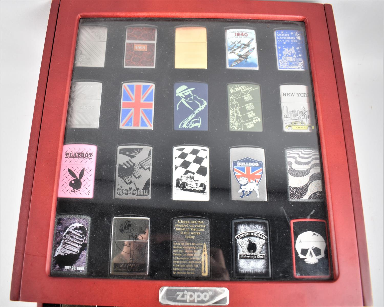 A Complete Set of Eighty DeAgostini Zippo Lighters in Four Section Display Case, 32cm wide, - Image 2 of 5